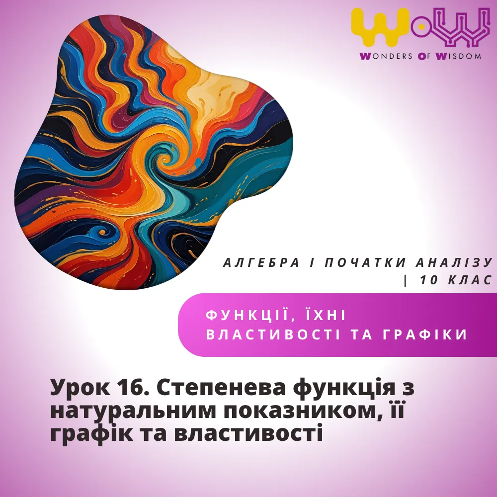 Степенева функція з натуральним показником, її графік та властивості