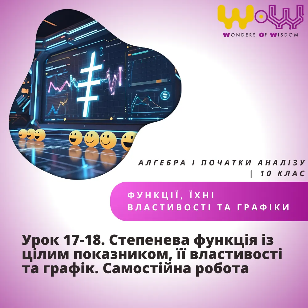 Степенева функція із цілим показником, її властивості та графік. Самостійна робота