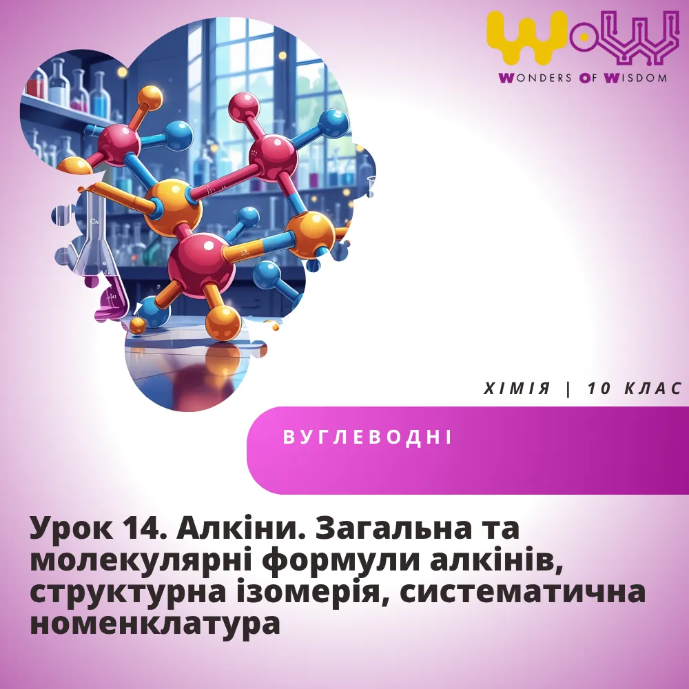 Урок 14. Алкіни. Загальна та молекулярні формули алкінів, структурна ізомерія, систематична номенклатура